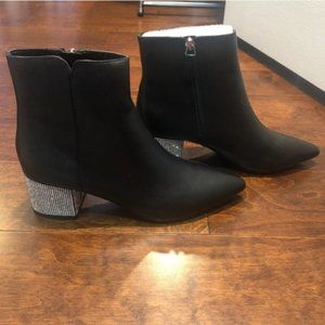 Rhinestone Leather Booties